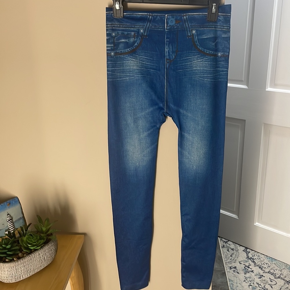 Denim print leggings